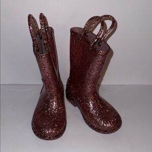 Western Chief Glittery Pink Kids Rain Pull On Boots Girl’s Size 7
